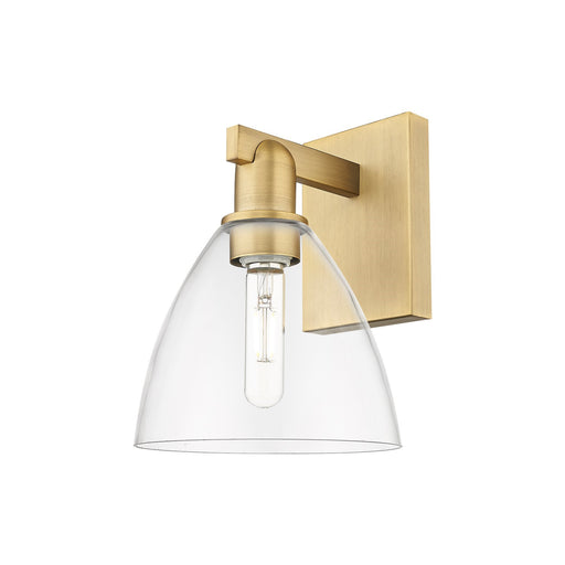 Innovations Bristol 7.5in 1-Light Wall Sconce | Industrial Brushed Brass Steel and Clear Glass | Entryway & Hallway Accent | 7.5 | Model 716-1W-BB-GBD-752