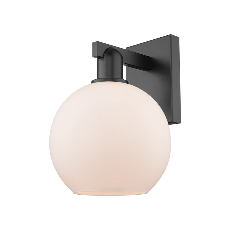 Innovations Athens 8in 1-Light Wall Sconce | Industrial Matte Black Steel and Matte White Glass | Bedroom & Hallway Accent | 8 x | Model 716-1W-BK-G121-8