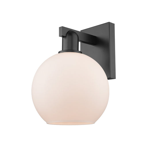 Innovations Athens 8in 1-Light Wall Sconce | Industrial Matte Black Steel and Matte White Glass | Bedroom & Hallway Accent | 8 x | Model 716-1W-BK-G121-8
