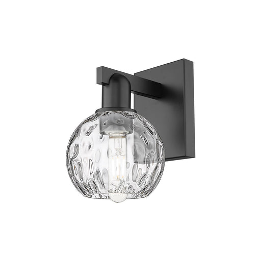 Innovations Athens Water Glass 6in 1-Light Wall Sconce | Industrial Matte Black Steel and Clear Glass | Bathroom & Hallway | Model 716-1W-BK-G1215-6