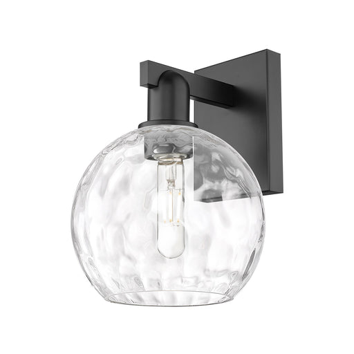 Innovations Athens Water Glass 8in 1-Light Wall Sconce | Industrial Matte Black Steel and Clear Glass | Living Room & Hallway | Model 716-1W-BK-G1215-8