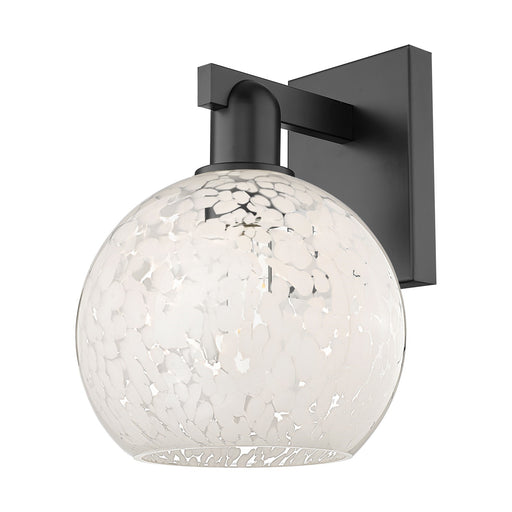 Innovations Lighting White Mouchette 8in 1-Light Wall Sconce | Industrial Matte Black Steel and White Glass | Entryway & | Model 716-1W-BK-G1216-8WM