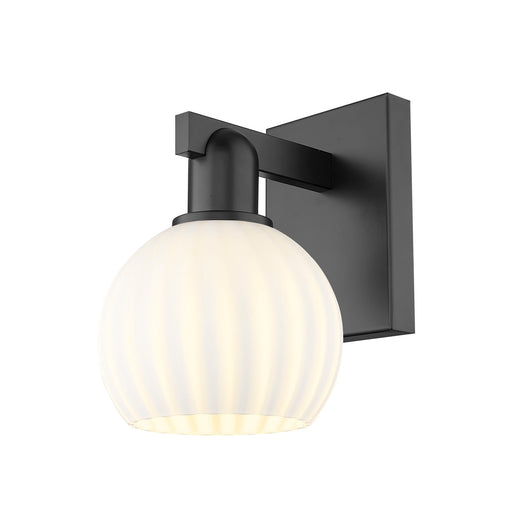 Innovations Lighting Arcadia 6in 1-Light Wall Sconce | Industrial Matte Black Steel and White Venetian Glass | Living Room & | Model 716-1W-BK-G1217-6WV