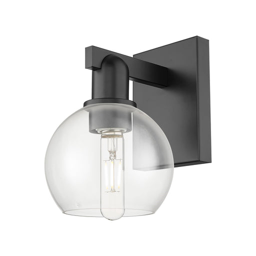 Innovations Athens 6in 1-Light Wall Sconce | Industrial Matte Black Steel and Clear Glass | Bedroom & Hallway Accent | 5.88 x | Model 716-1W-BK-G122-6