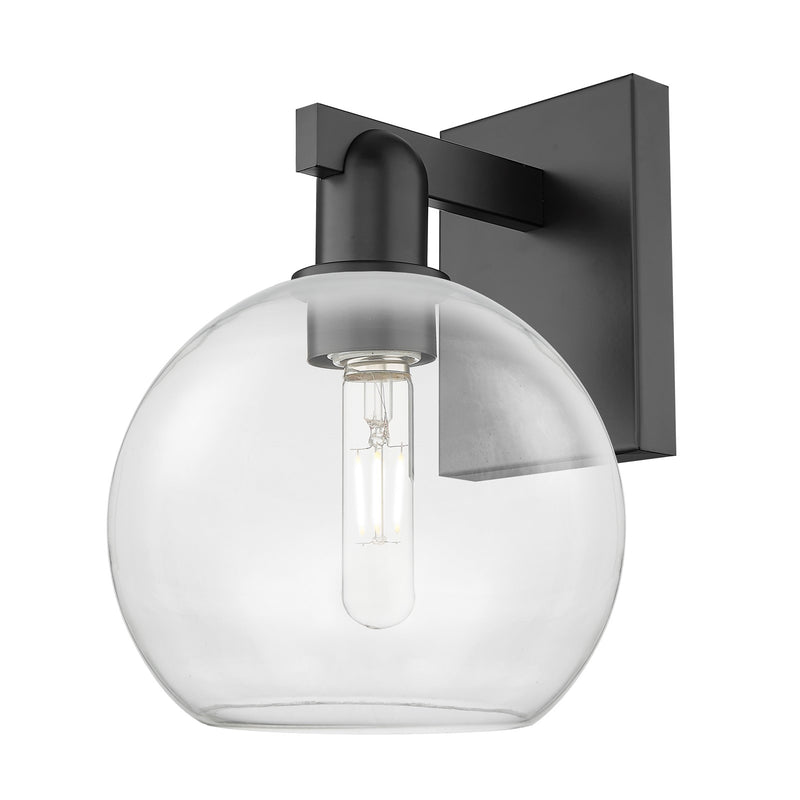 Innovations Athens 8in 1-Light Wall Sconce | Industrial Matte Black Steel and Clear Glass | Bathroom & Hallway Accent | 8 x 11.75 | Model 716-1W-BK-G122-8