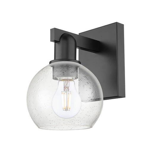 Innovations Athens 1-Light 6in Wall Sconce | Industrial Matte Black Steel and Seedy Glass | Entryway & Hallway Accent Light | Model 716-1W-BK-G124-6