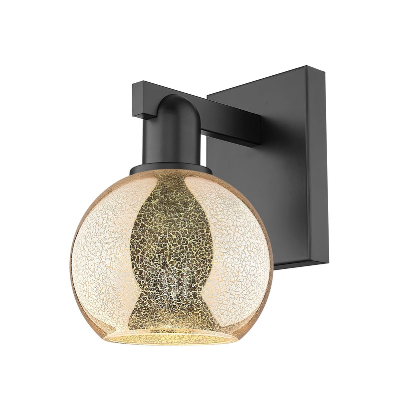 Innovations Athens 6in 1-Light Wall Sconce | Industrial Matte Black Steel and Mercury Glass | Entryway & Hallway Accent | 5.88 x | Model 716-1W-BK-G128-6