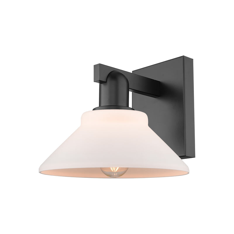 Innovations Orwell 1-Light 8.375in Wall Sconce | Industrial Matte Black Steel and Matte White Glass | Entryway & Hallway Accent | Model 716-1W-BK-G131
