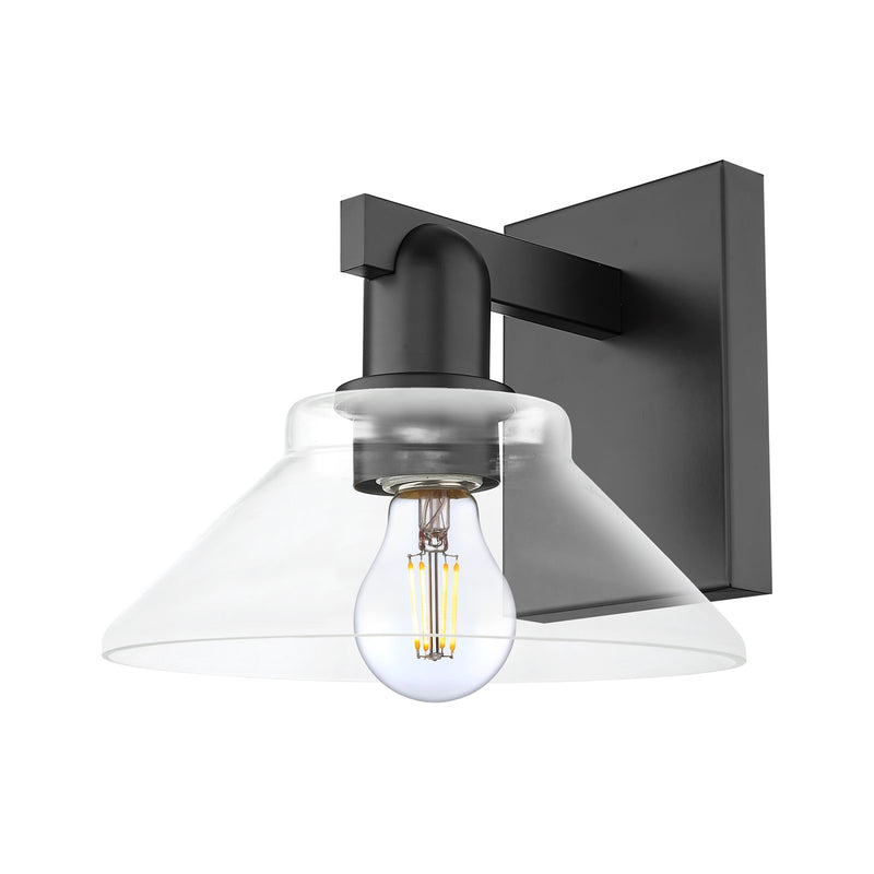 Innovations Orwell 1-Light Wall Sconce | Industrial Matte Black Steel and Clear Glass | Entryway & Hallway Accent Light | 8.38 x | Model 716-1W-BK-G132