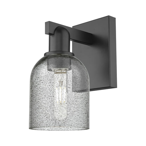 Innovations Caledonia 5in 1-Light Wall Sconce | Industrial Matte Black Steel and Charcoal Glass | Entryway & Hallway Accent | 5 x | Model 716-1W-BK-G257