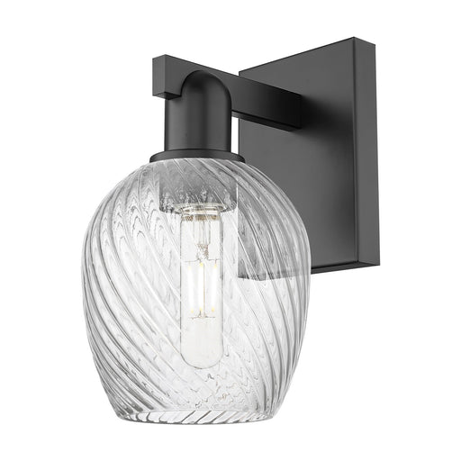 Innovations Salina 1-Light 6in Wall Sconce | Industrial Matte Black Steel and Clear Spiral Fluted Glass | Hallway & Bathroom Accent | Model 716-1W-BK-G292