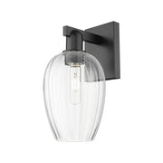Innovations Preston 1Lt 6" Flute Wall Sconce, Black/Clear - 716-1W-BK-G457-6CL