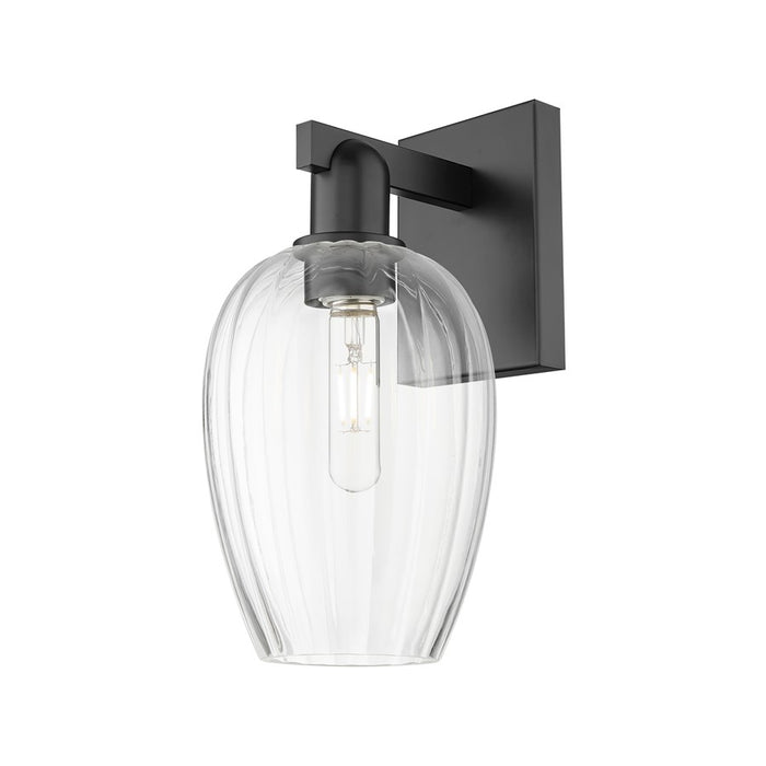 Innovations Preston 1Lt 6" Flute Wall Sconce, Black/Clear - 716-1W-BK-G457-6CL