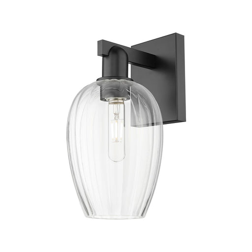 Innovations Preston 1Lt 6" Flute Wall Sconce, Black/Clear