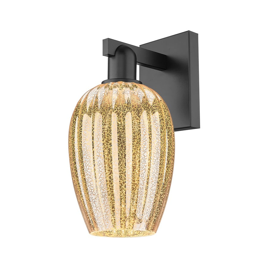 Innovations Preston 1Lt 6" Flute Wall Sconce, Black/Mercury - 716-1W-BK-G457-6ME