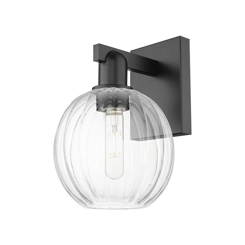 Innovations Preston 1Lt 7" Globe Wall Sconce, Black/Clear - 716-1W-BK-G458-7CL