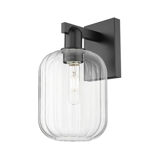 Innovations Preston 1Lt 7" Jar Wall Sconce, Black/Clear - 716-1W-BK-G460-7CL