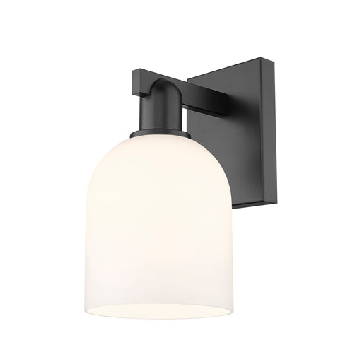 Innovations Bella 6in 1-Light Wall Sconce | Industrial Matte Black Steel and White Glass | Entryway & Hallway Accent | 5.5 x | Model 716-1W-BK-G558-6GWH