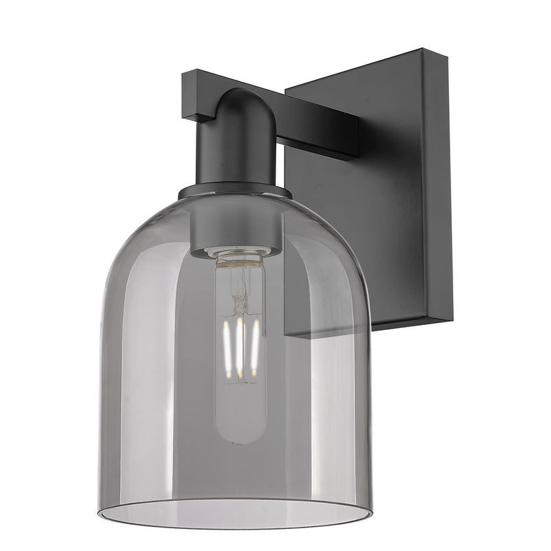Innovations Bella 6in 1-Light Wall Sconce | Industrial Matte Black Steel and Light Smoke Glass | Hallway & Bathroom Accent | Model 716-1W-BK-G558-6SM