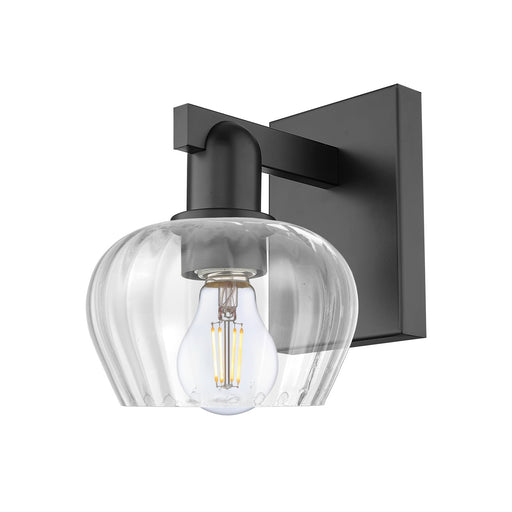 Innovations Fenton 1-Light 6.5in Wall Sconce | Industrial Matte Black Steel and Clear Ribbed Glass | Hallway & Bathroom Accent | 6.5 | Model 716-1W-BK-G92
