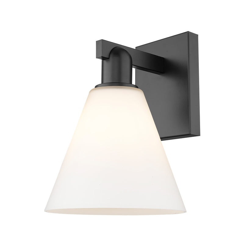 Innovations Berkshire Glass 8in 1-Light Wall Sconce | Industrial Matte Black Steel and Matte White Glass | Entryway & Hallway | Model 716-1W-BK-GBC-81