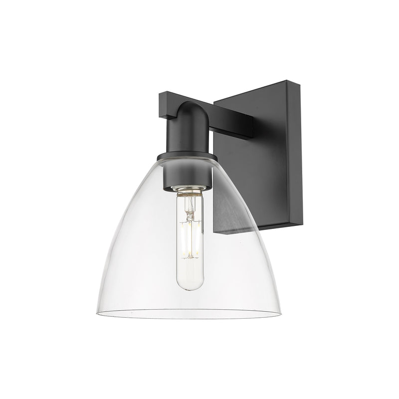 Innovations Bristol 1-Light 7.5in Wall Sconce | Industrial Matte Black Steel and Clear Glass | Bathroom & Hallway Accent | 7.5 x | Model 716-1W-BK-GBD-752