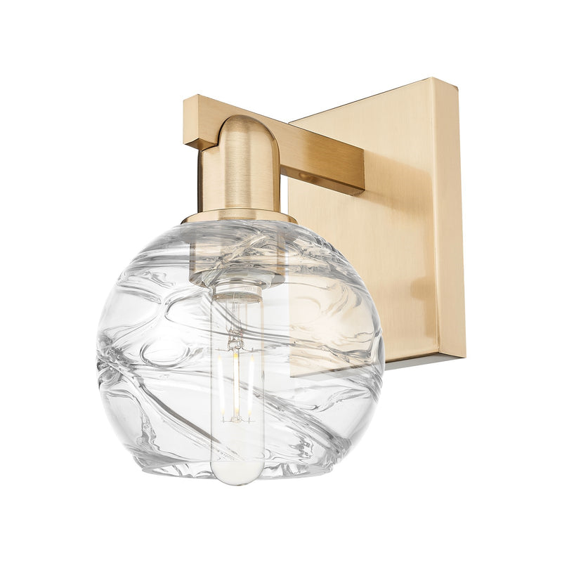 Innovations Athens Deco Swirl 6in 1-Light Wall Sconce | Industrial Champagne Bronze Steel and Clear Glass | Hallway & Bathroom | Model 716-1W-CB-G1213-6CL