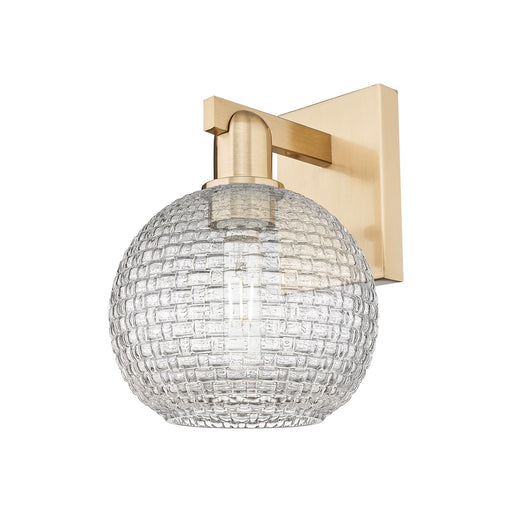 Innovations Athens 8in 1-Light Wall Sconce | Industrial Champagne Bronze Steel and Clear Basket Weave Glass | Bathroom & | Model 716-1W-CB-G122C-8CL