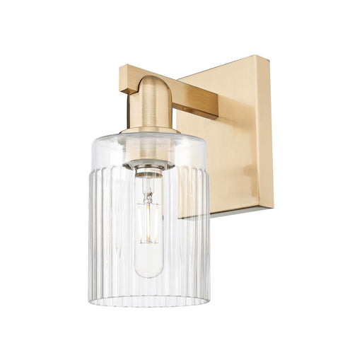 Innovations Hadley 1-Light 4.5in Wall Sconce | Industrial Champagne Bronze Steel and Clear Ribbed Glass | Entryway & Hallway Accent | Model 716-1W-CB-G342