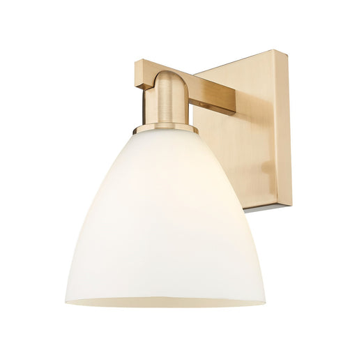 Innovations Bristol 7.5in 1-Light Wall Sconce | Industrial Champagne Bronze Steel and Matte White Glass | Bathroom & Hallway | Model 716-1W-CB-GBD-751