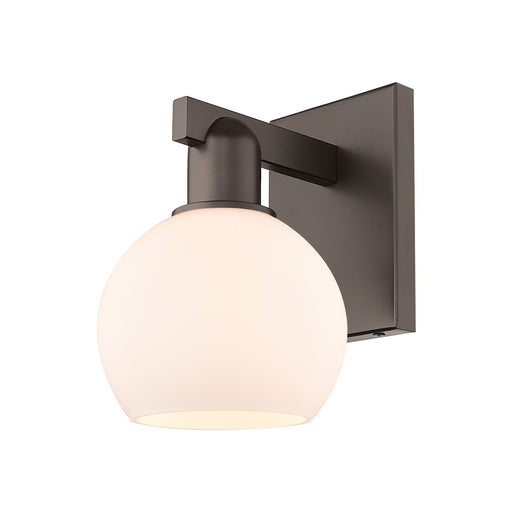 Innovations Athens 6in 1-Light Wall Sconce | Industrial Oil Rubbed Bronze Steel and Matte White Glass | Hallway & Bathroom Accent | Model 716-1W-OB-G121-6