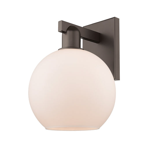 Innovations Athens 8in 1-Light Wall Sconce | Industrial Oil Rubbed Bronze Steel and Matte White Glass | Bathroom & Hallway Accent | Model 716-1W-OB-G121-8
