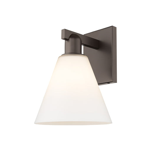 Innovations Berkshire Glass 8in 1-Light Wall Sconce | Industrial Oil Rubbed Bronze Steel and Matte White Glass | Bathroom & | Model 716-1W-OB-GBC-81