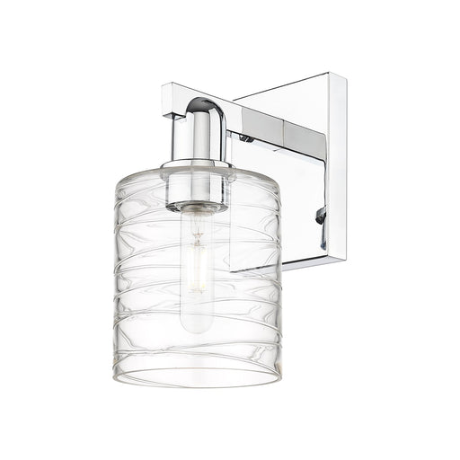 Innovations Cobbleskill 5in 1-Light Wall Sconce | Industrial Modern Polished Chrome and Deco Swirl Glass | Bathroom & Hallway | Model 716-1W-PC-G1113