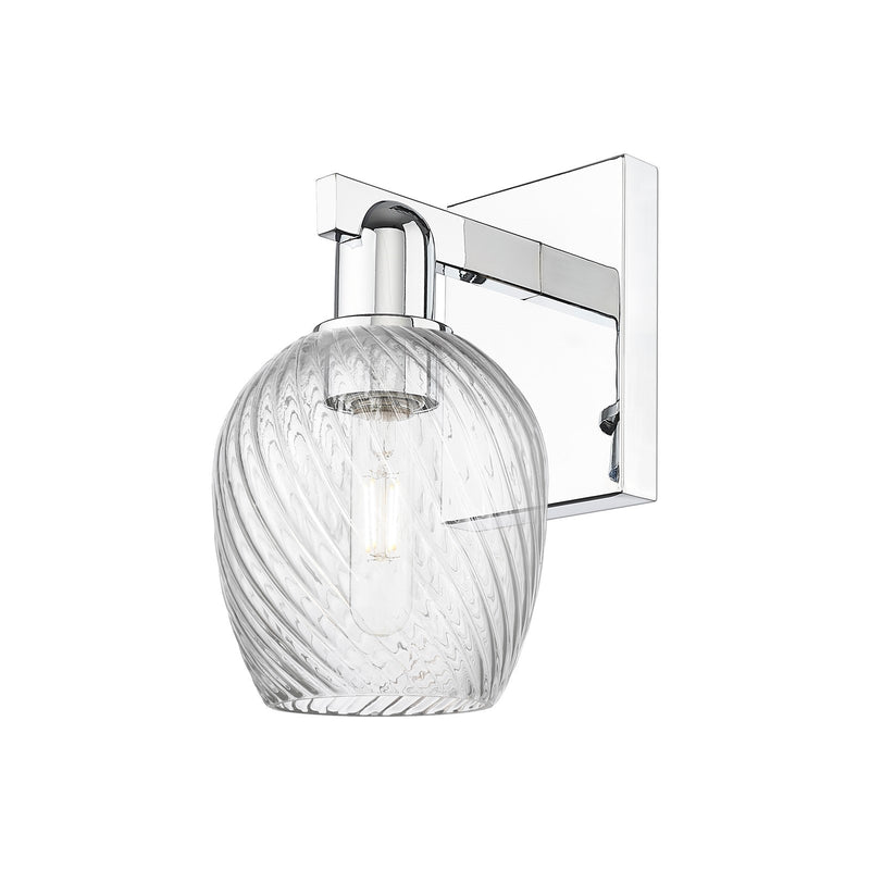 Innovations Salina 1-Light 5.75in Wall Sconce | Industrial Modern Polished Chrome and Clear Spiral Fluted Glass | Bathroom & | Model 716-1W-PC-G292