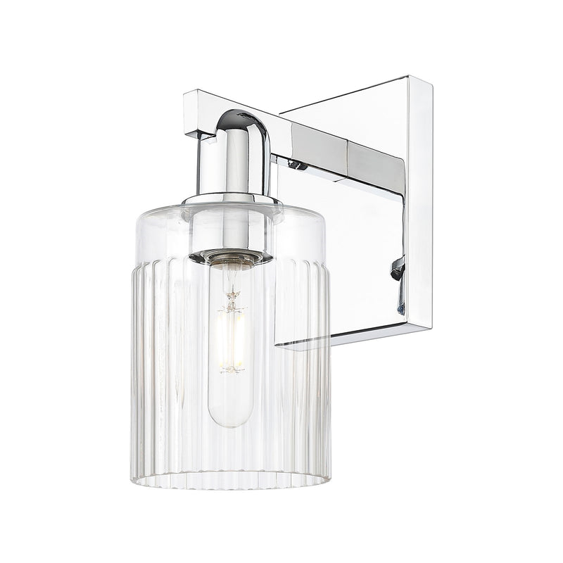 Innovations Hadley 1-Light 4.5in Wall Sconce | Industrial Polished Chrome Steel and Clear Ribbed Glass | Entryway & Hallway Accent | Model 716-1W-PC-G342