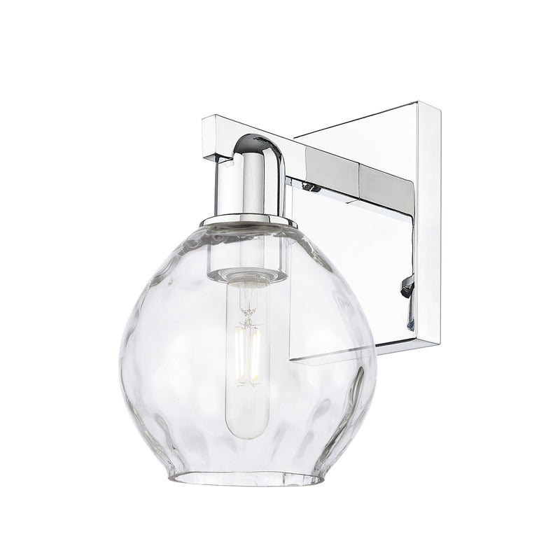 Innovations Waverly 6in 1-Light Wall Sconce | Industrial Polished Chrome Steel and Clear Water Glass | Bathroom & Hallway Accent | Model 716-1W-PC-G362