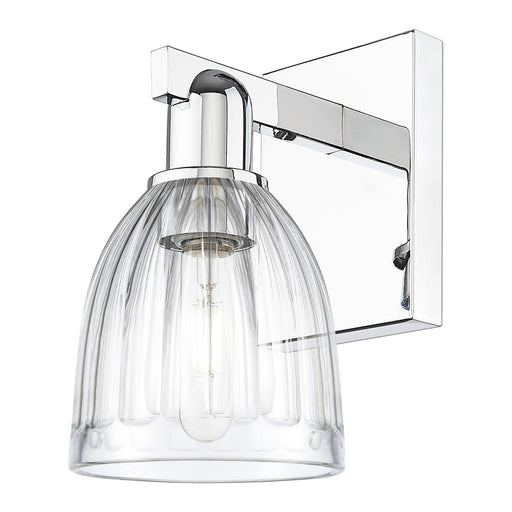 Innovations Brookfield 6in 1-Light Wall Sconce | Industrial Modern Polished Chrome and Clear Ribbed Glass | Entryway & Hallway | Model 716-1W-PC-G442