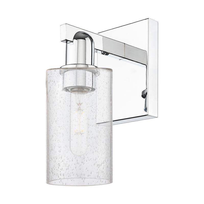 Innovations Clymer 1-Light Wall Sconce | Industrial Polished Chrome Steel and Seedy Glass | Bathroom & Hallway Accent | 3.88 x | Model 716-1W-PC-G804