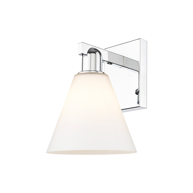 Innovations Berkshire Glass 8in 1-Light Wall Sconce | Industrial Polished Chrome and Matte White Glass | Bathroom & Hallway | Model 716-1W-PC-GBC-81