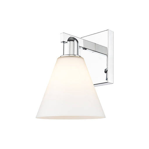 Innovations Berkshire Glass 8in 1-Light Wall Sconce | Industrial Polished Chrome and Matte White Glass | Bathroom & Hallway | Model 716-1W-PC-GBC-81