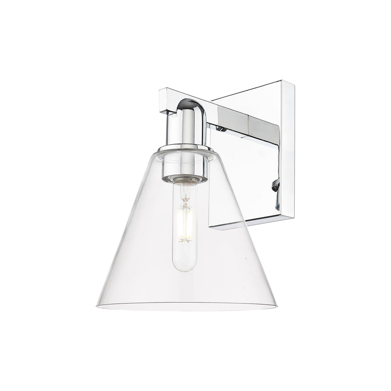 Innovations Berkshire Glass 8in 1-Light Wall Sconce | Industrial Polished Chrome Steel and Clear Glass | Entryway & Hallway | Model 716-1W-PC-GBC-82