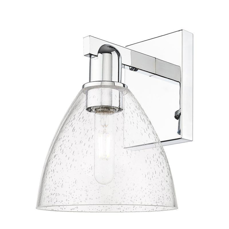 Innovations Bristol 7.5in 1-Light Wall Sconce | Industrial Polished Chrome Steel and Seedy Glass | Bathroom & Hallway Accent | Model 716-1W-PC-GBD-754