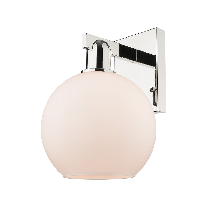 Innovations Athens 8in 1-Light Wall Sconce | Industrial Polished Nickel and Matte White Glass | Bedroom & Hallway Accent Light | Model 716-1W-PN-G121-8
