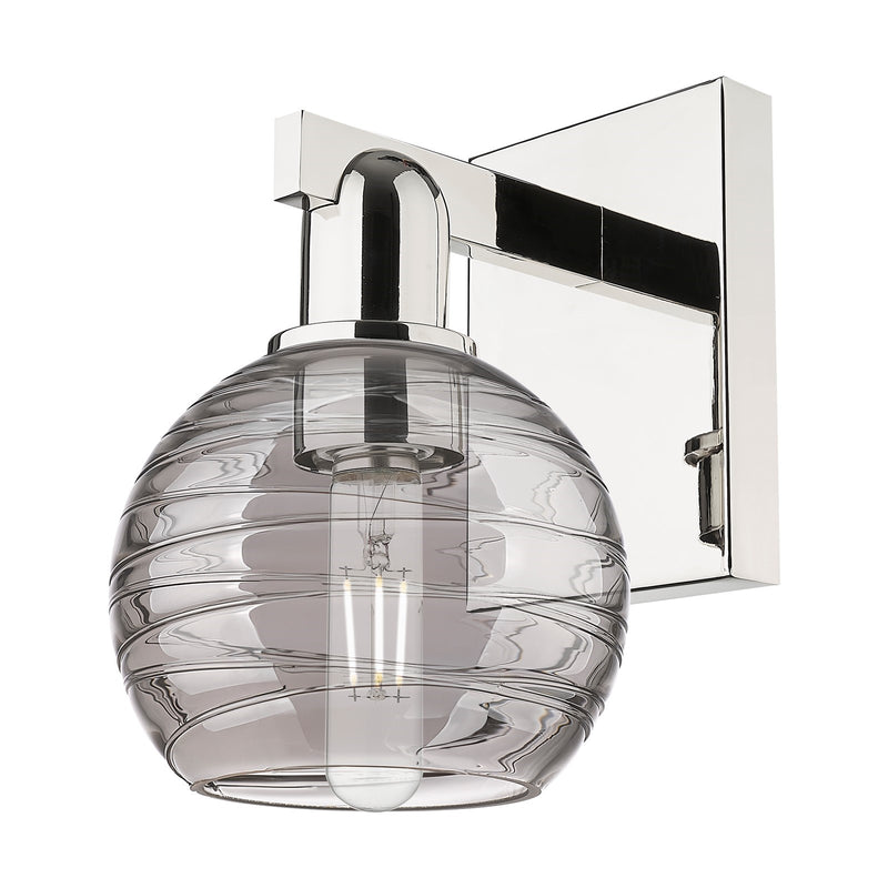 Innovations Athens Deco Swirl 6in 1-Light Wall Sconce | Industrial Polished Nickel and Light Smoke Glass | Bedroom & Hallway | Model 716-1W-PN-G1213-6SM