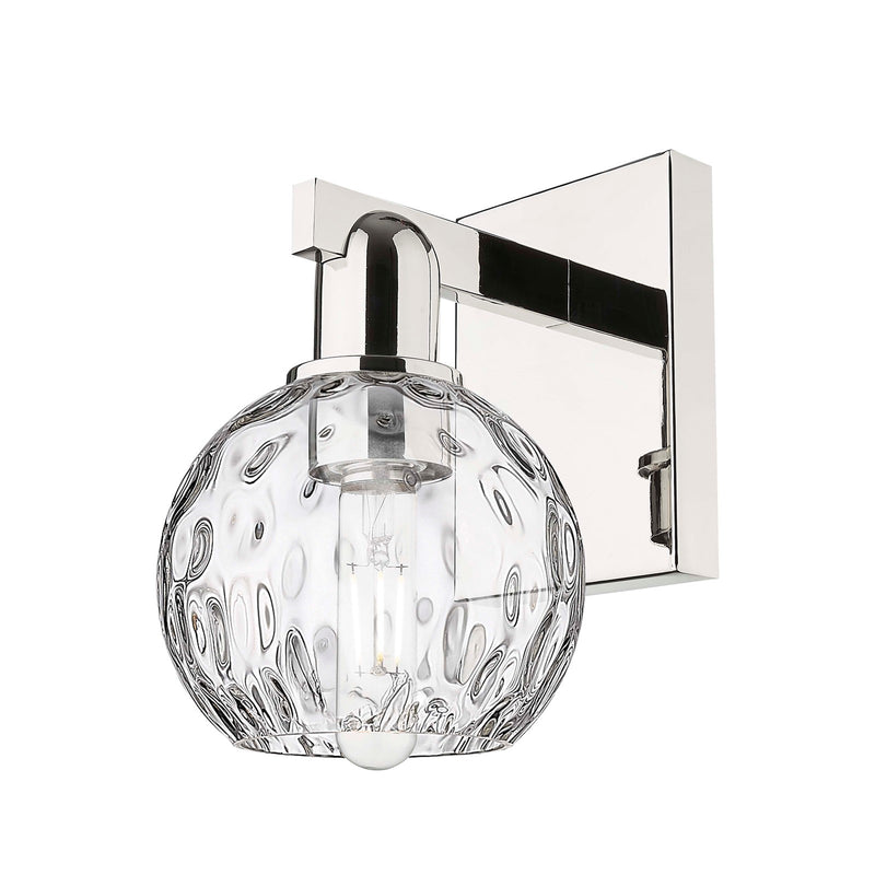 Innovations Athens Water Glass 6in 1-Light Wall Sconce | Industrial Polished Nickel and Clear Glass | Bathroom & Hallway Accent | Model 716-1W-PN-G1215-6