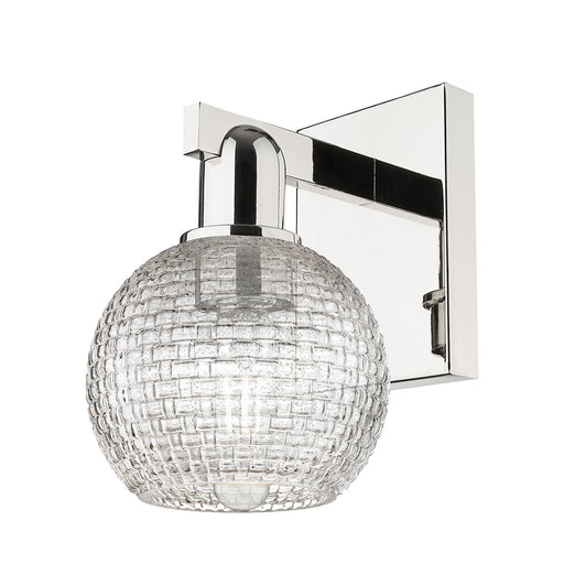 Innovations Athens 1-Light Wall Sconce | Industrial Polished Nickel and Clear Basket Weave Glass | Bathroom & Hallway Accent | Model 716-1W-PN-G122C-6CL