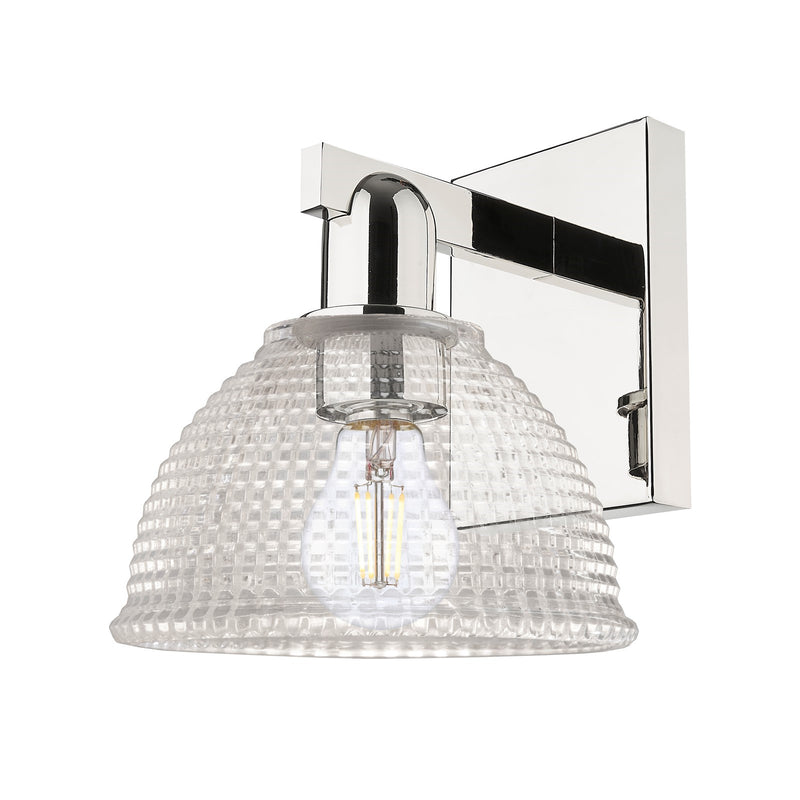 Innovations Arietta 8in 1-Light Wall Sconce | Industrial Polished Nickel Steel and Clear Glass | Bathroom & Hallway Accent | 8 x | Model 716-1W-PN-G422