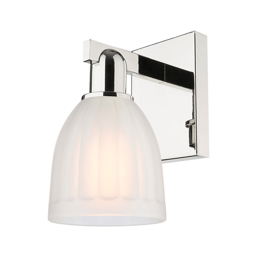 Innovations Brookfield 6in 1-Light Wall Sconce | Industrial Polished Nickel and White Frosted Ribbed Glass | Hallway & Bathroom | Model 716-1W-PN-G441