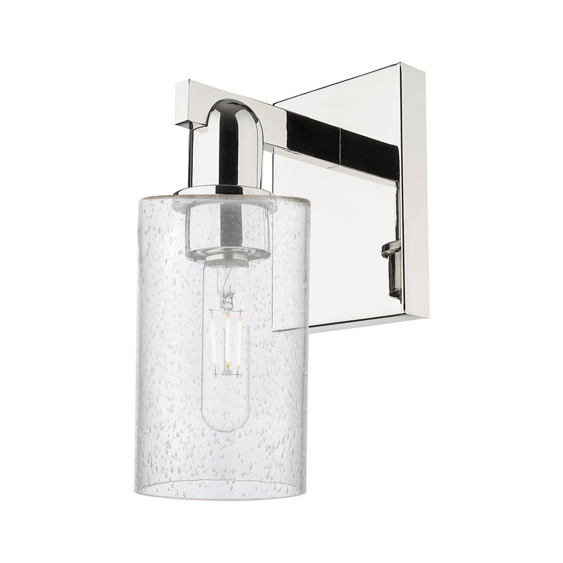 Innovations Clymer 1-Light Wall Sconce | Industrial Polished Nickel Steel and Seedy Glass | Hallway & Bathroom Accent | 3.88 x | Model 716-1W-PN-G804